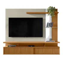 Painel Home para TV até 60 Polegadas 1,8m com Espelho e Ripado Linea Brasil Maragogi