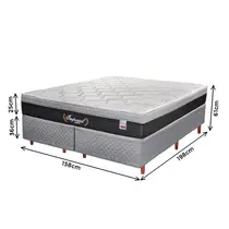 Cama Box Queen Cristalflex Imperial 158x198x61cm Molas Ensacadas - Preto/Cinza