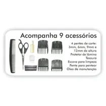 Cortador de Cabelo Britânia 14W Inox Prata/Preto
