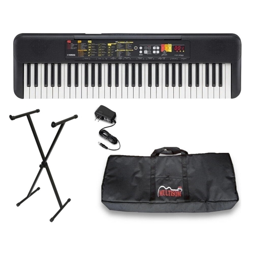 Teclado Musical Yamaha 61 Teclas Preto PSR F52 Suporte Capa - O