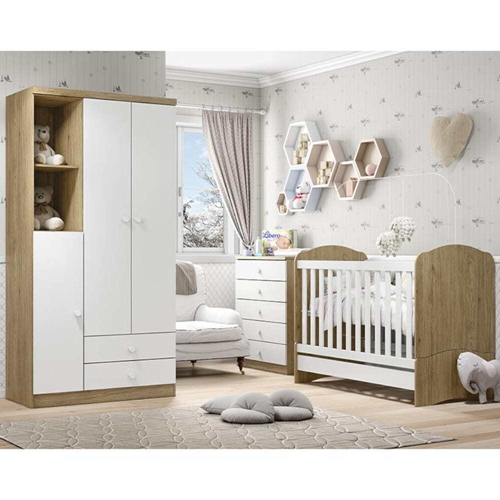 Quarto Infantil Completo:Guarda-roupa, Berço e Mais