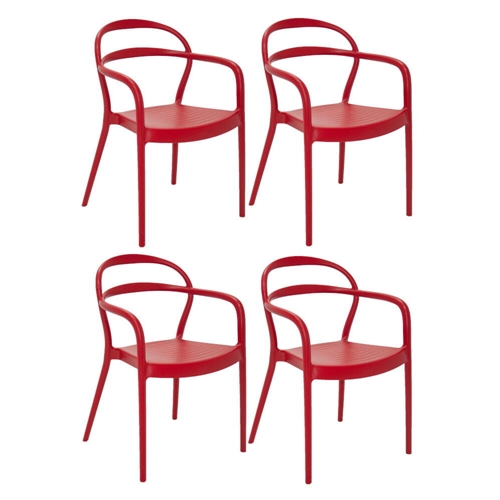 Conjunto 4 Cadeiras Tramontina Sissi com Braço Vermelh