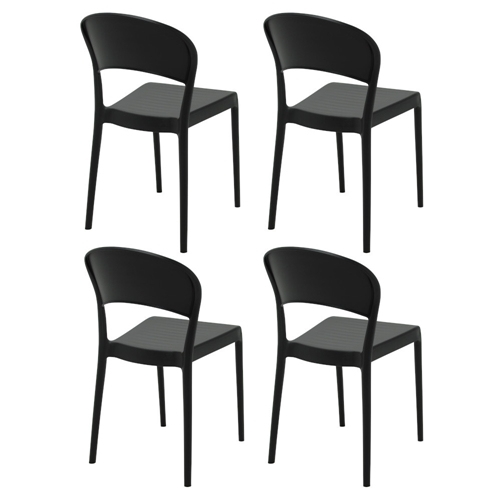 Conjunto com 4 Cadeiras Tramontina em Fibra de Vidro / Polipropileno Preto  Eco Sissi
