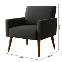 Poltrona Pés Madeira Maciça Veludo Luxe OLM Berlim