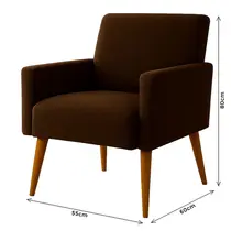 Poltrona Pés Madeira Maciça Veludo Luxe OLM Berlim