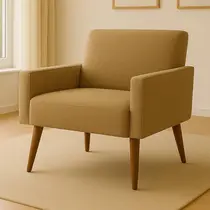 Poltrona Pés Madeira Maciça Veludo Luxe OLM Berlim