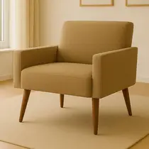 Poltrona Pés Madeira Maciça Veludo Luxe OLM Berlim