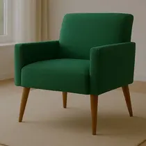 Poltrona Pés Madeira Maciça Veludo Luxe OLM Berlim