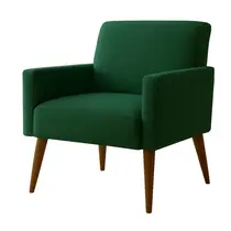 Poltrona Pés Madeira Maciça Veludo Luxe OLM Berlim