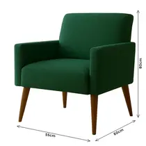 Poltrona Pés Madeira Maciça Veludo Luxe OLM Berlim