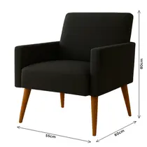 Poltrona Pés Madeira Maciça Veludo Luxe OLM Berlim