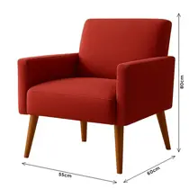 Poltrona Pés Madeira Maciça Veludo Luxe OLM Berlim