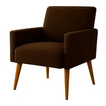 Poltrona Pés Madeira Maciça Veludo Luxe OLM Berlim