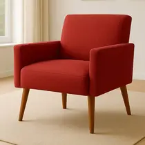 Poltrona Pés Madeira Maciça Veludo Luxe OLM Berlim