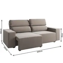 Sofá 2 Lugares 2m Retrátil Reclinável Veludo Viero Click