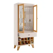 Cristaleira 76cm 2 Portas com Vidro 1 Gaveta com Adega HB Móveis Ópera