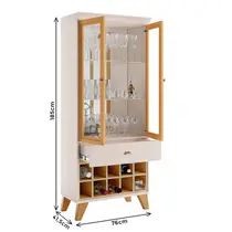 Cristaleira 76cm 2 Portas com Vidro 1 Gaveta com Adega HB Móveis Ópera