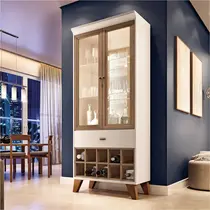 Cristaleira 76cm 2 Portas com Vidro 1 Gaveta com Adega HB Móveis Ópera