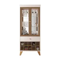 Cristaleira 76cm 2 Portas com Vidro 1 Gaveta com Adega HB Móveis Ópera
