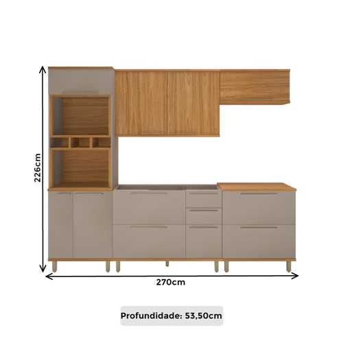 Cozinha Completa 15P 6G Indekes Munique - Freijó/Camur Multisom