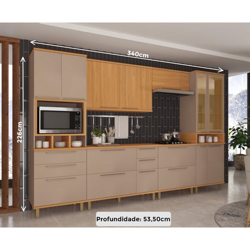 Cozinha Completa 15P 6G Indekes Munique - Freijó/Camur Multisom
