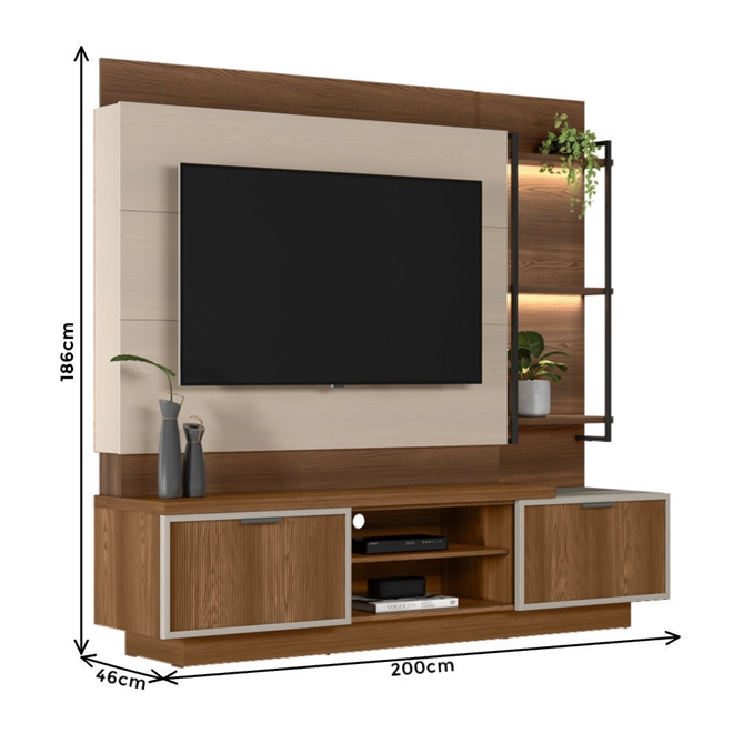 Home para TV até 65 Polegadas 2m com LED Linea Brasil Multisom