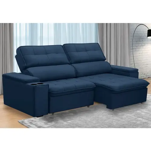 Sofá 3 Lugares 2,3m Retrátil Reclinável Veludo Ferguile Genebra