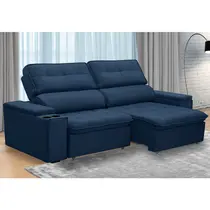 Sofá 3 Lugares 2,5m Retrátil Reclinável Veludo Ferguile Genebra