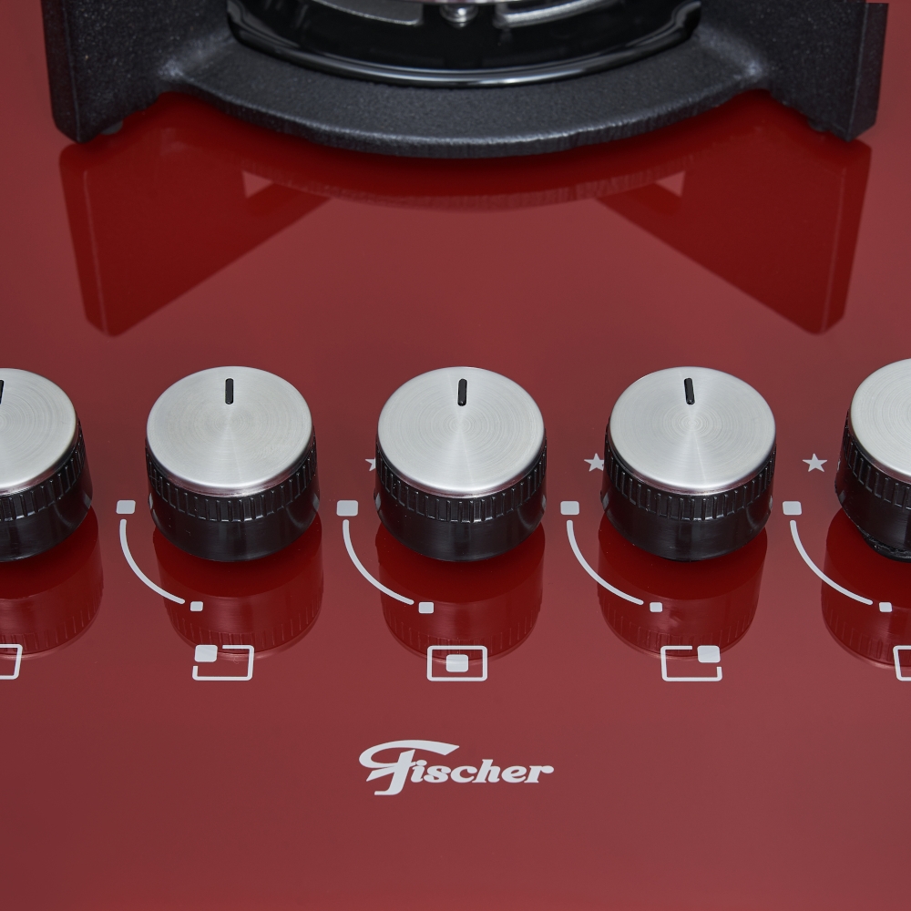 Cooktop 5 Bocas a Gás Fischer TC Infinity Vermelho Biv Schumann