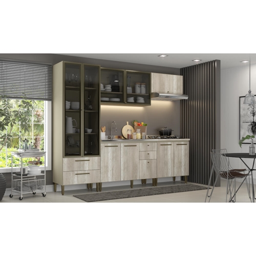 Conjunto Cozinha Modulada Completa THB Lovely 8 Peças - Noce/Bianco -  lojasbecker