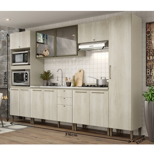 Conjunto Cozinha Modulada Completa THB Lovely 8 Peças - Noce/Bianco -  lojasbecker