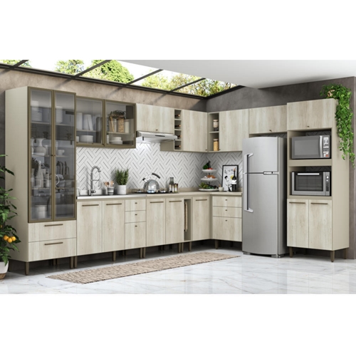 Conjunto Cozinha Modulada Completa THB Lovely 8 Peças - Noce/Bianco -  lojasbecker