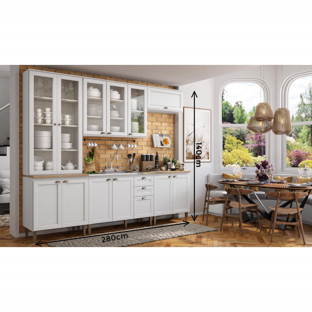 Cozinha Completa 12 Por 3 Gav THB Classy - Branco/Carv | Schumann