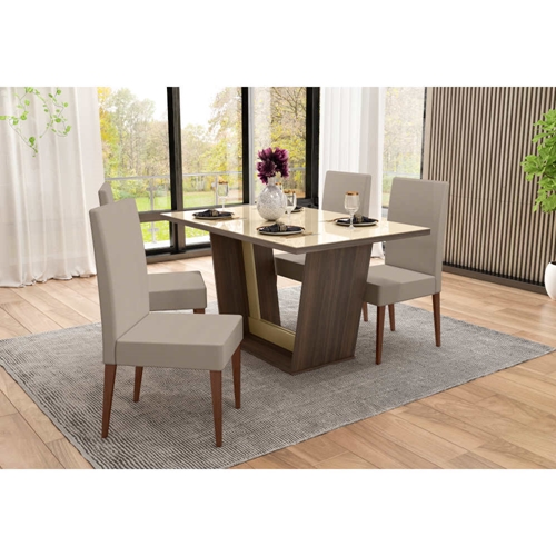 Conjunto Mesa de Jantar Madetal Paris com 4 Cad Texas