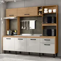 Cozinha Compacta 2,45m 6 Portas e 1 Gaveta MX Móveis Zoe