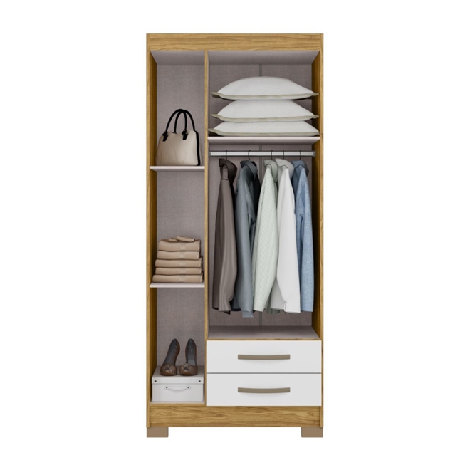 GuardaRoupa Solteiro 3 Portas 2 Gavetas MX Móveis Mac Schumann