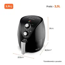 Fritadeira Air Fryer Mondial New Pratic AF-31 3,5 Litros 1500W Preto