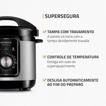 Panela de Pressão Elétrica Digital Mondial 3 Litros 700W Pratic Cook Premium PE-47-3L-I Preto/Inox