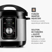Panela de Pressão Elétrica Digital Mondial 3 Litros 700W Pratic Cook Premium PE-47-3L-I Preto/Inox