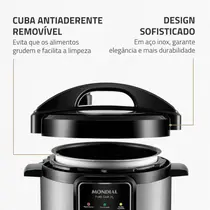 Panela de Pressão Elétrica Digital Mondial 3 Litros 700W Pratic Cook Premium PE-47-3L-I Preto/Inox