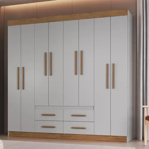 Guarda-Roupa Casal 8 Portas 4 Gavetas 100% MDF Doripel | Schumann