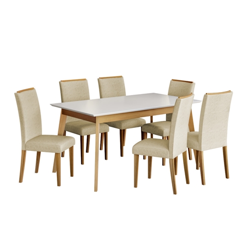 Conjunto Mesa Jantar 6 Cadeiras Topázio Dobuê Imbuia/C