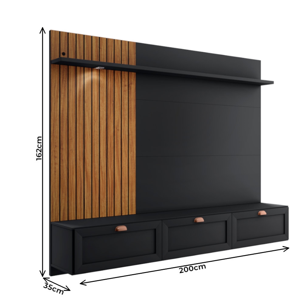 Painel para TV até 65 Polegadas 2m com 3 Portas Colibr | Schumann