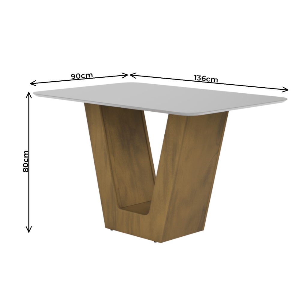 Mesa de Jantar 4 Lugares 100% MDF Dobuê Bilbão 136x90c | Schumann