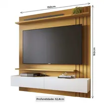 Estante Home para TV até 65 Polegadas 1,5m 2 Portas e 2 Prateleiras Colibri Juriti