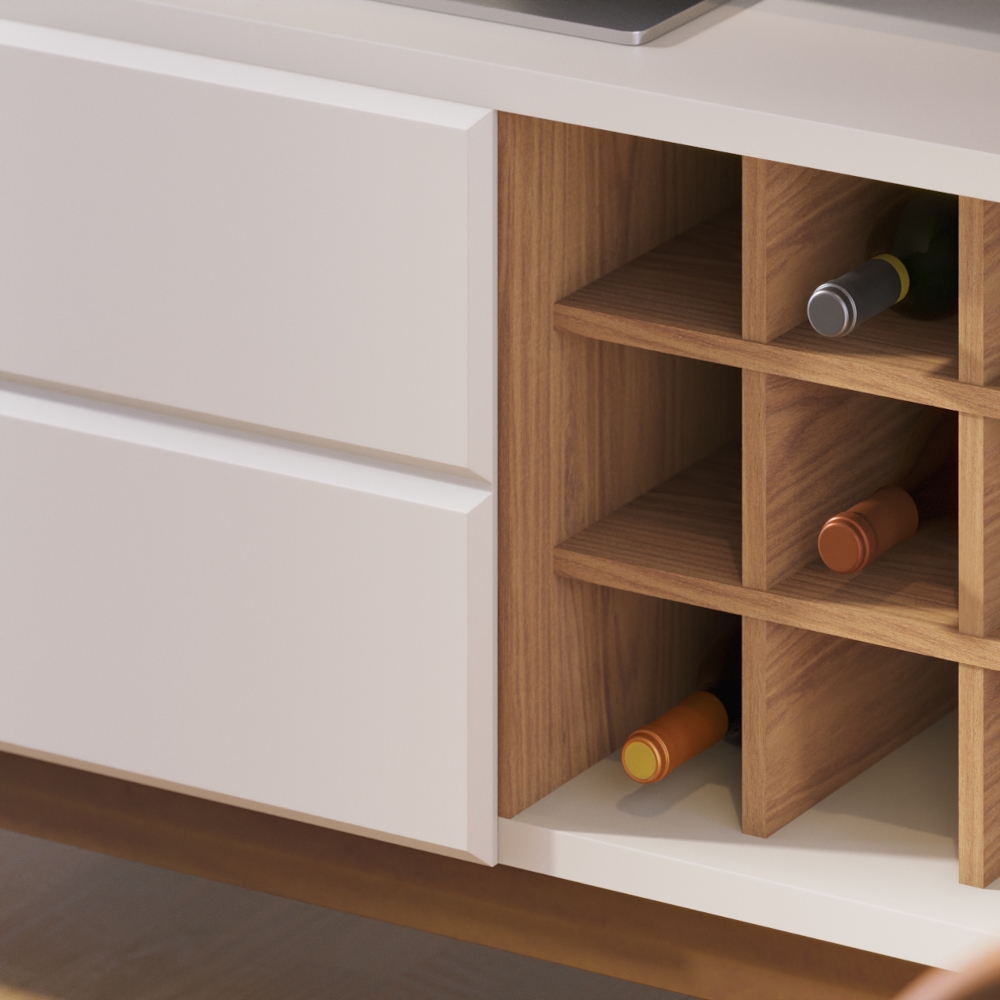 Rack para TV até 70 Polegadas 1,8m Pés em Madeira Maci | Schumann