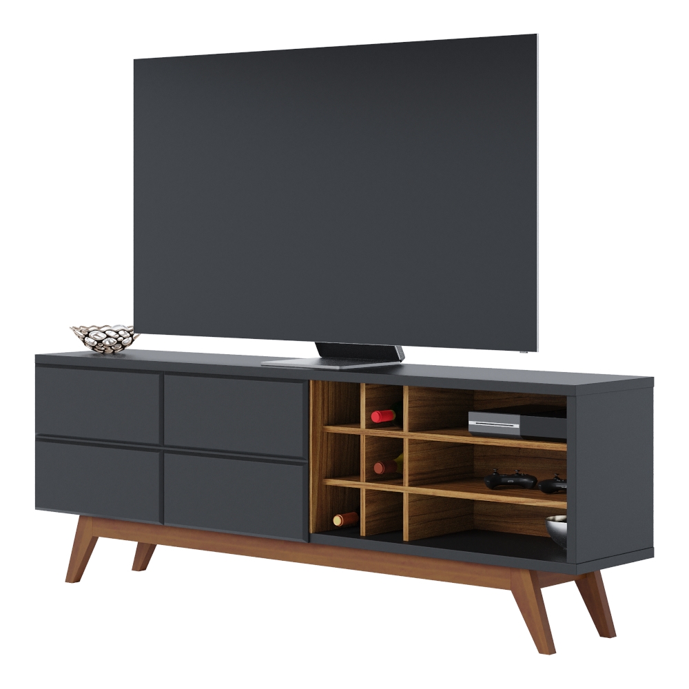 Rack para TV até 70 Polegadas 1,8m Pés em Madeira Maci | Schumann