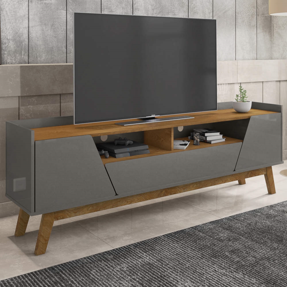 Rack para TV até 70 Polegadas 1,8m Pés em Madeira Maci | Schumann