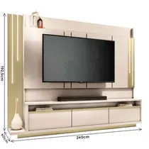 Estante Home para TV até 75 Polegadas 2,4m 1 Porta 2 Gavetas HB Móveis Montane