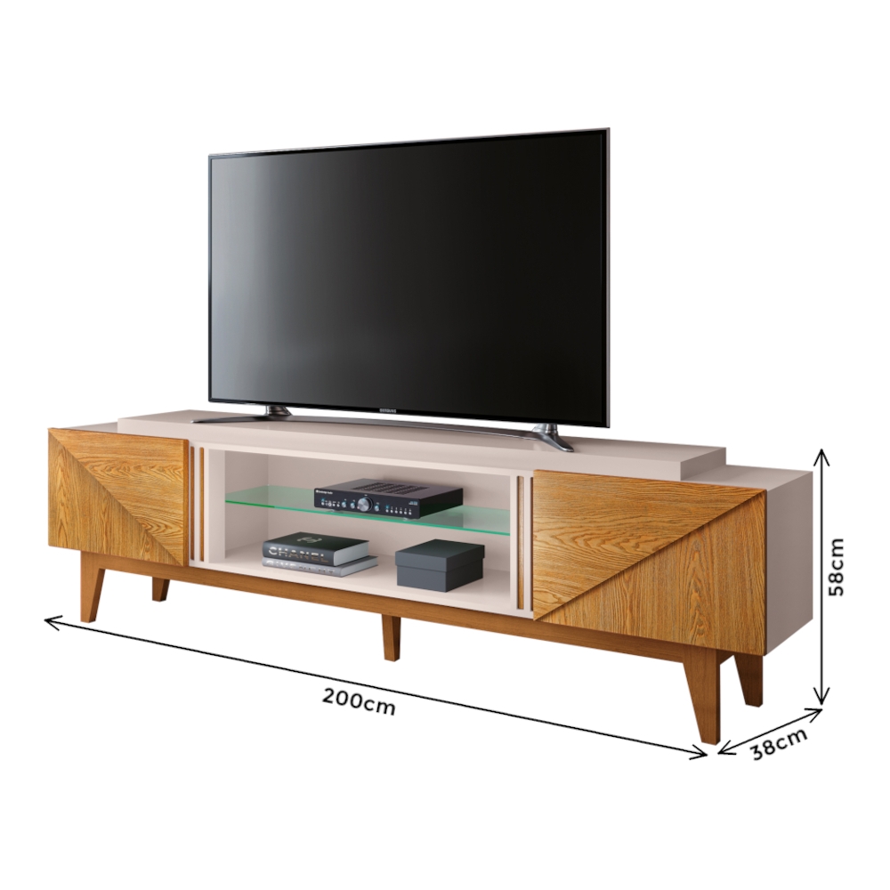 Rack para TV até 70 Polegadas 2m Pés em Madeira Maciça | Schumann